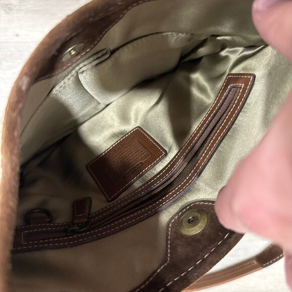 COACH Y2K Brown Signature Poppy For Peace Crossbody Shoulder Handbag 7087 Floral - Picture 5 of 10